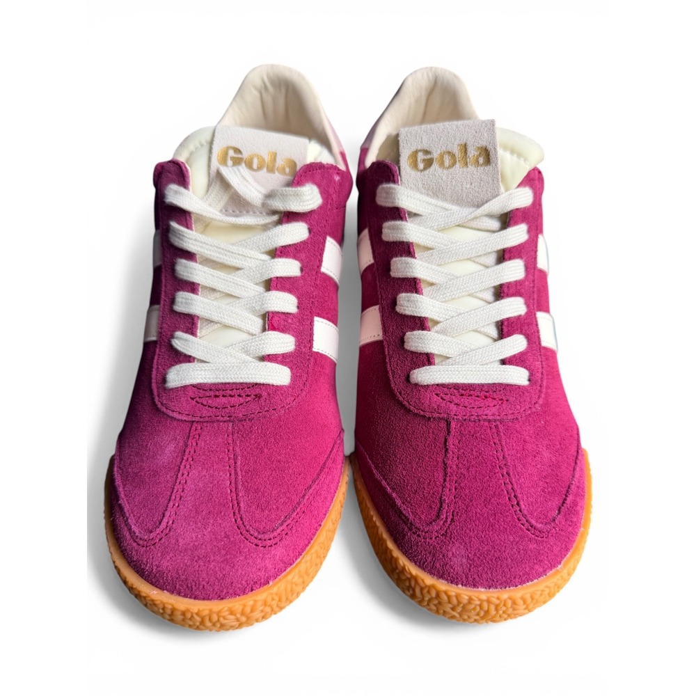 Gola Sneakers Womens Elan Trainer 7 Cerise Pink CLB538 Retro Suede Gum Sole - Picture 3 of 10
